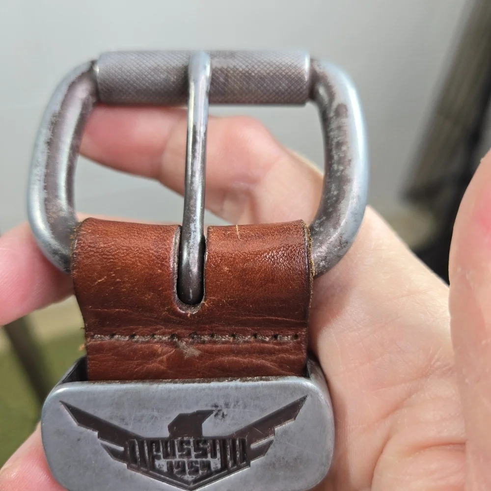 Vtg y2k fossil brown leather grunge mens belt